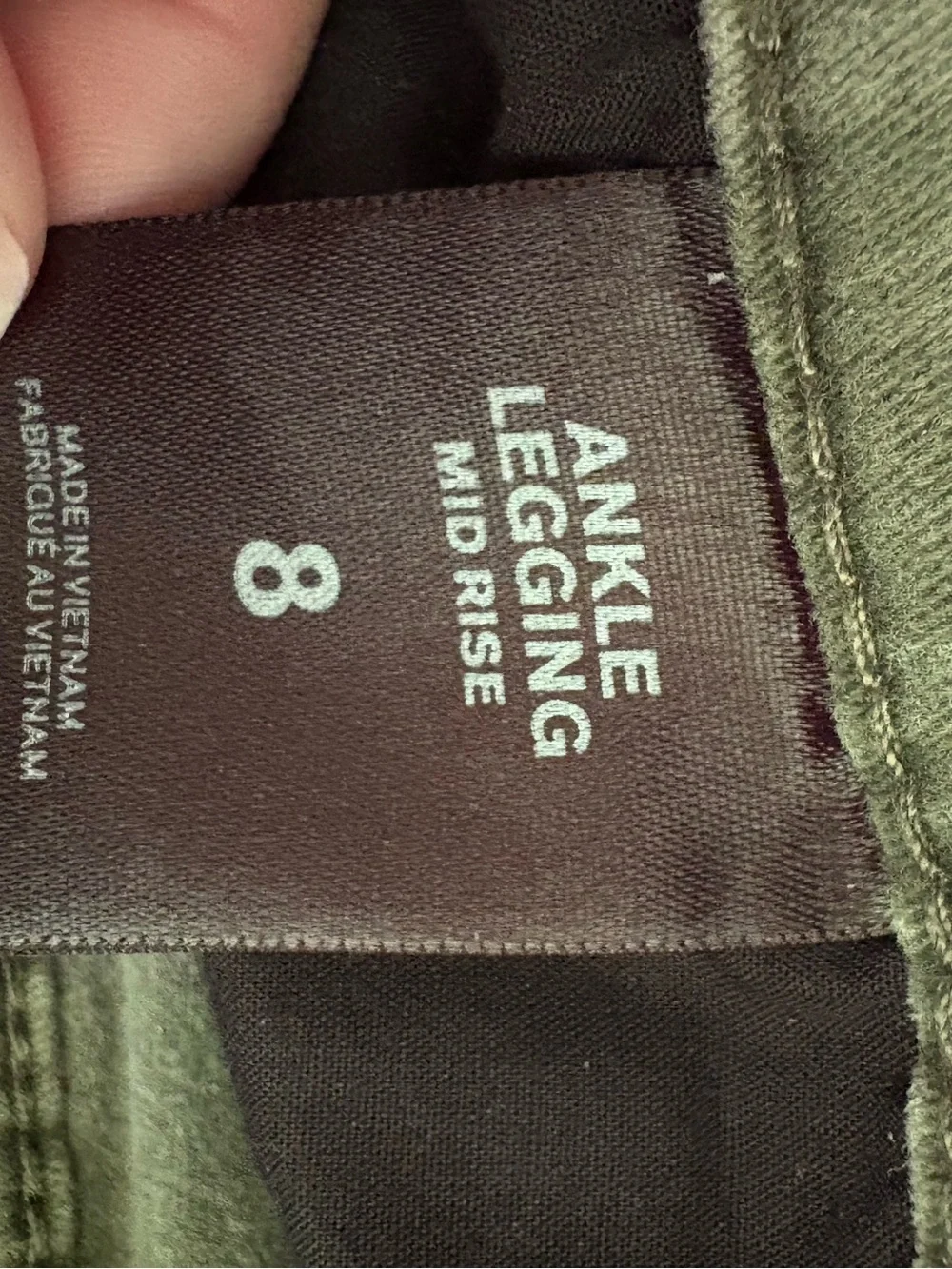 Express Olive Green Ankle Legging Midrise Jeans Cotton Blend And Distressed
